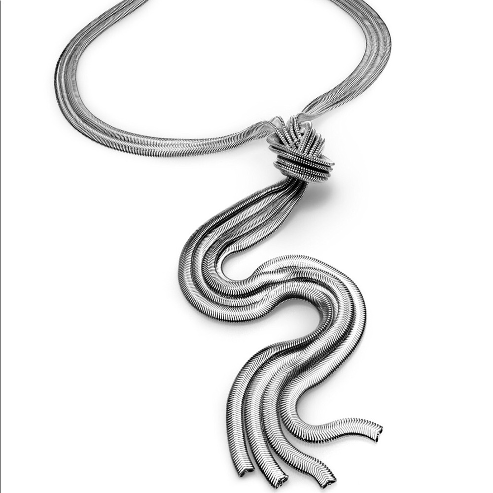 I.N.C. Silver tone multi chain knoty necklace
